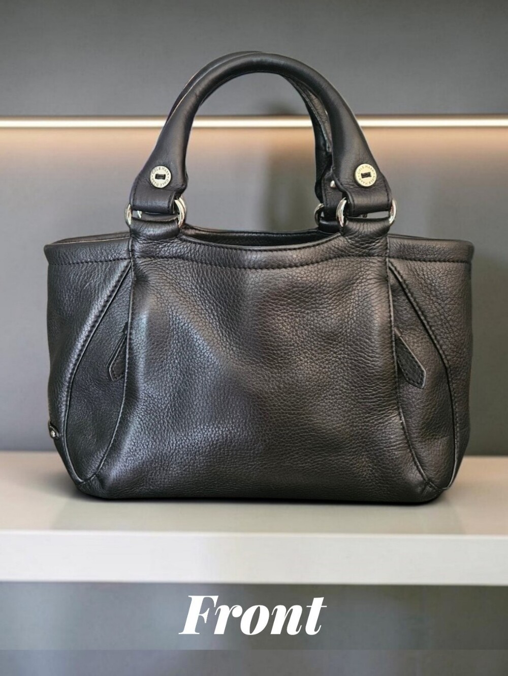 Cole Haan Black Pebbled Leather Village Satchel Bag - Excellent Condition